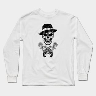 Skull Drawing, Skull Gangster Tattoo Long Sleeve T-Shirt